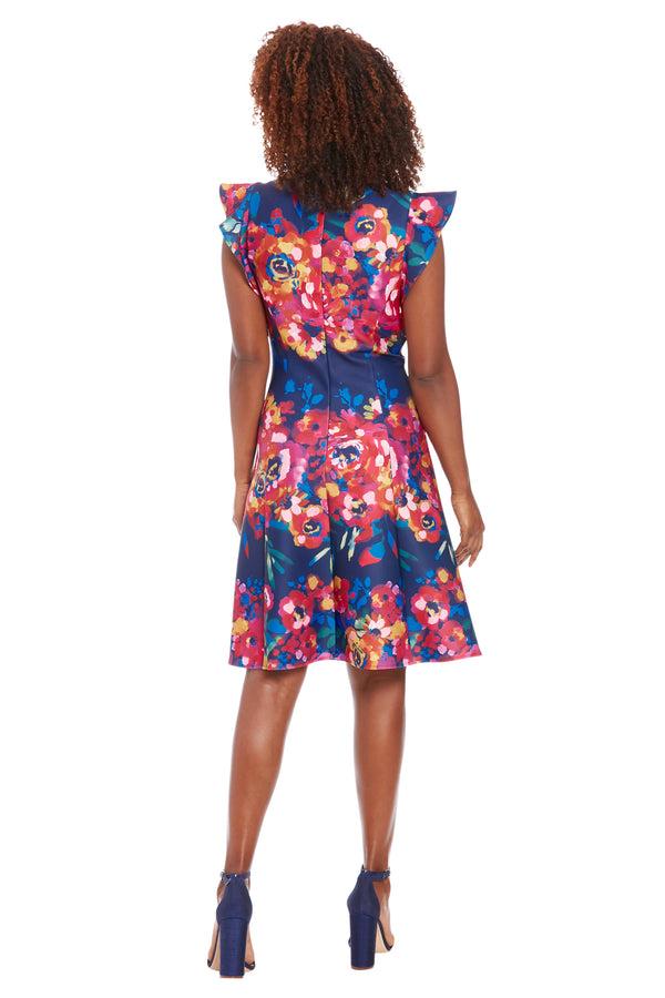 Donna Morgan Norah In Rainbow Floral Stripe