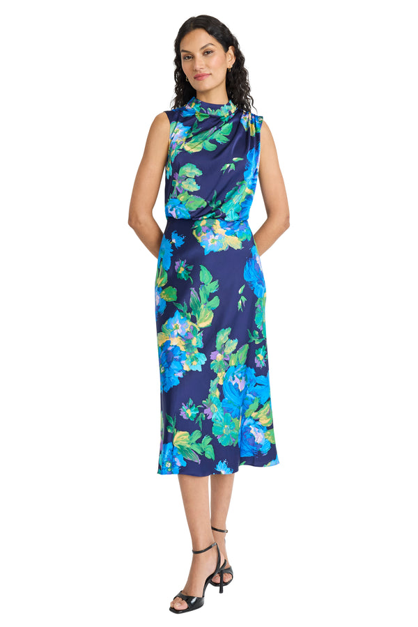 donna morgan ONE SHOULDER ASYMMETRICAL MIDI DRESS