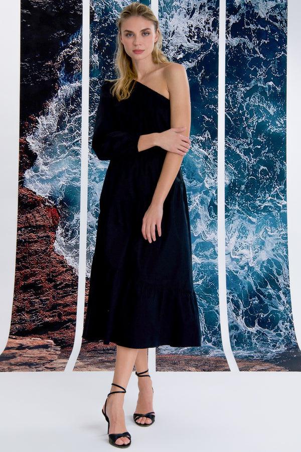 Donna Morgan ONE SHOULDER TIERED MAXI DRESS