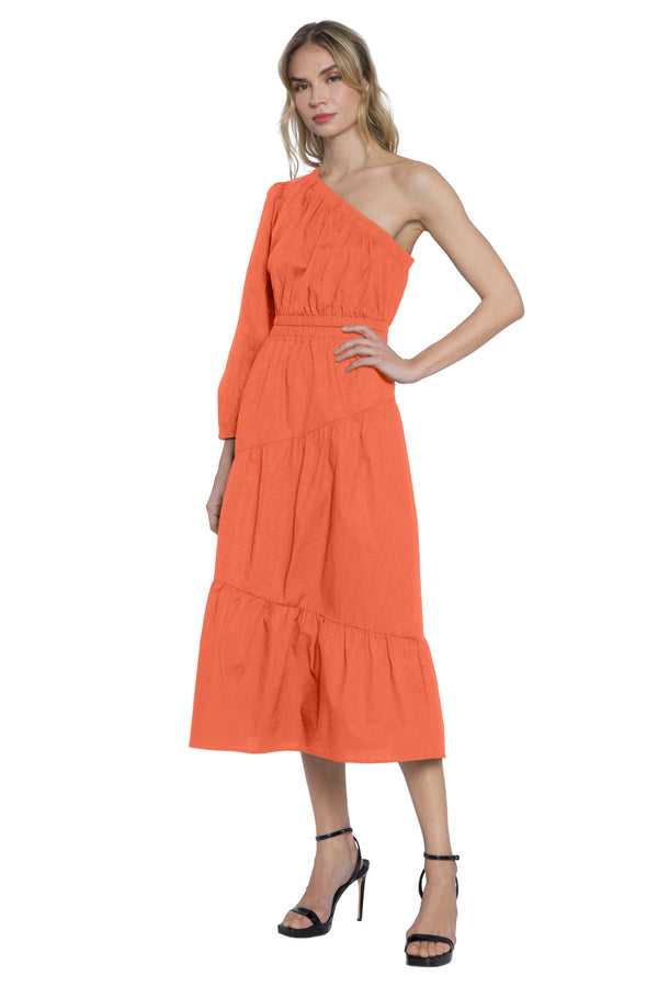 Donna Morgan ONE SHOULDER TIERED MAXI DRESS