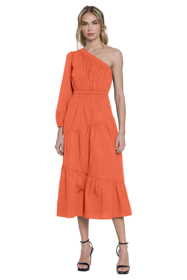 donna morgan ONE SHOULDER TIERED MAXI DRESS