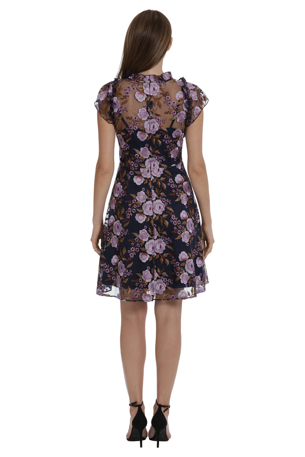 Donna Morgan RUFFLE NECK FIT AND FLARE DRESS