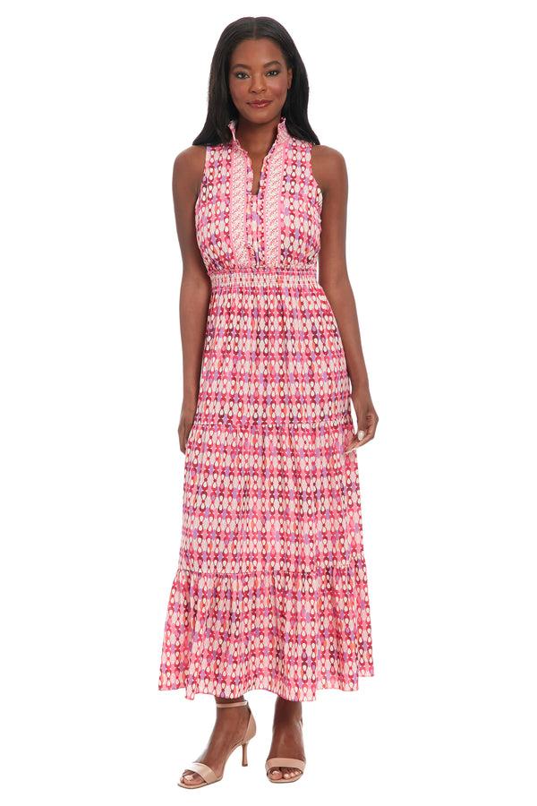 Donna Morgan RUFFLE NECK SLEEVELESS PEASANT MAXI