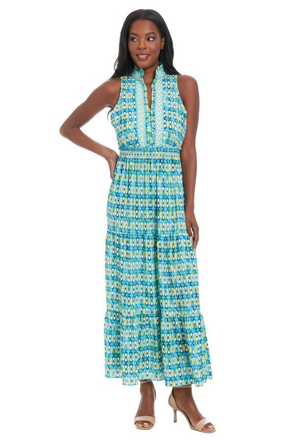 Donna Morgan RUFFLE NECK SLEEVELESS PEASANT MAXI