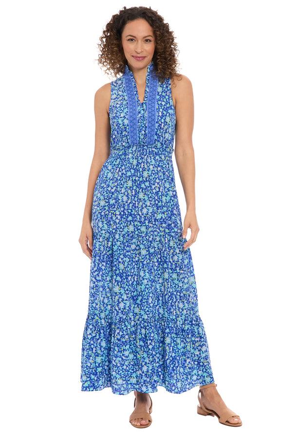 donna morgan RUFFLE NECK SLEEVELESS PEASANT MAXI