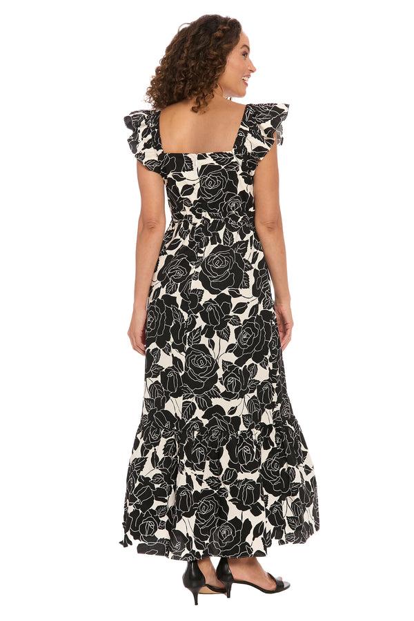 Donna Morgan Ruffle Sleeve Square Neck Maxi Dress