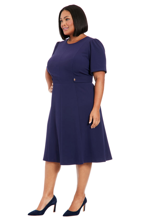 Donna Morgan S/S SIDE TAB FIT AND FLARE DRESS