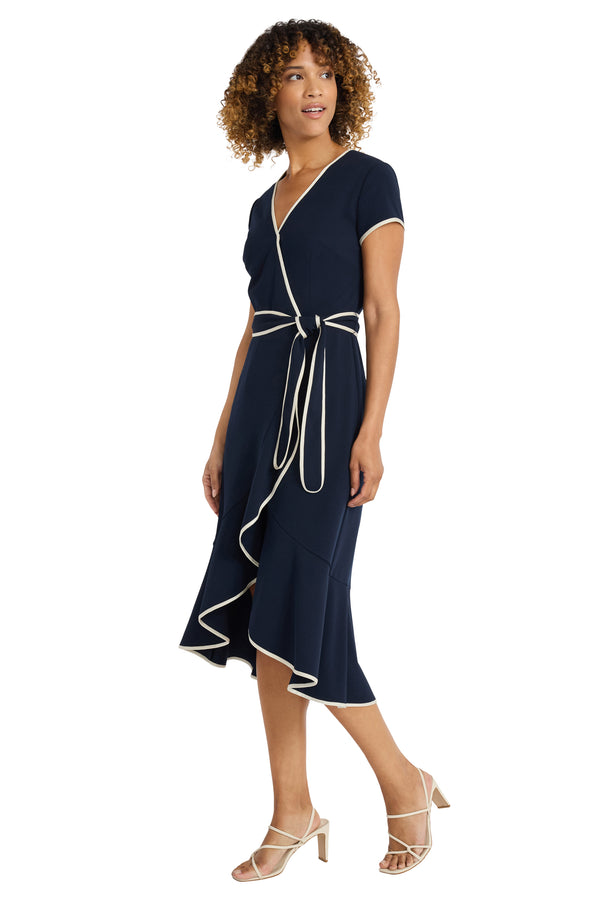 Donna Morgan SHORT SLEEVE WRAP DRESS