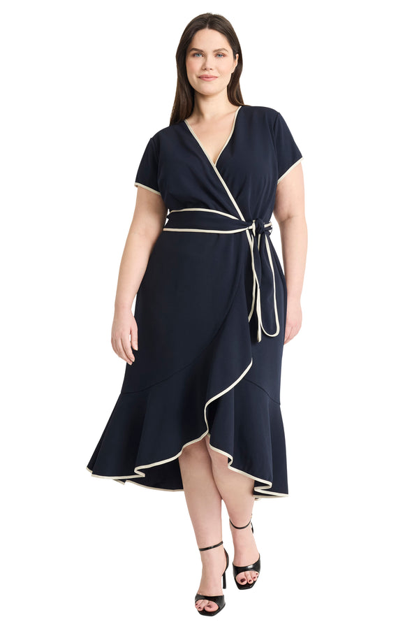 donna morgan SHORT SLEEVE WRAP DRESS