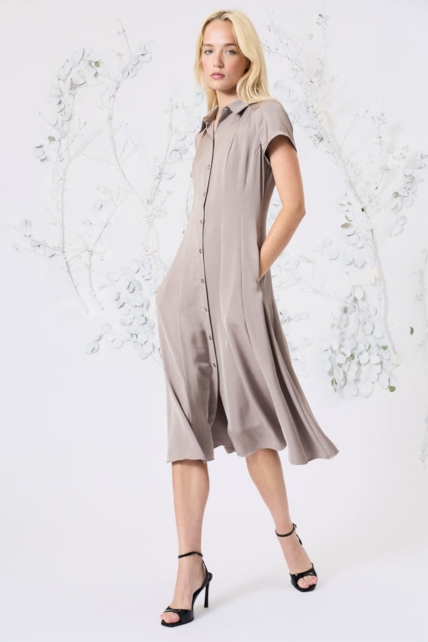 Donna Morgan SHORT SLV MIDI SHIRT DRESS