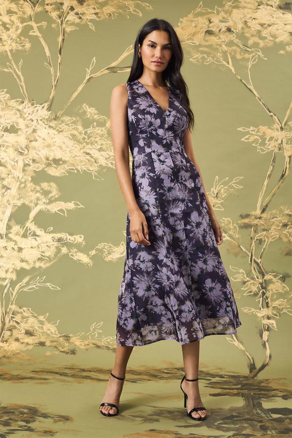 Donna Morgan SLEEVELESS ORGANZA MIDI DRESS