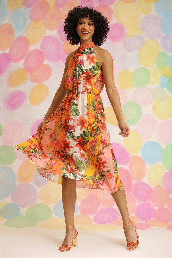 Donna Morgan SLEEVELESS PLEATED MIDI DRESS