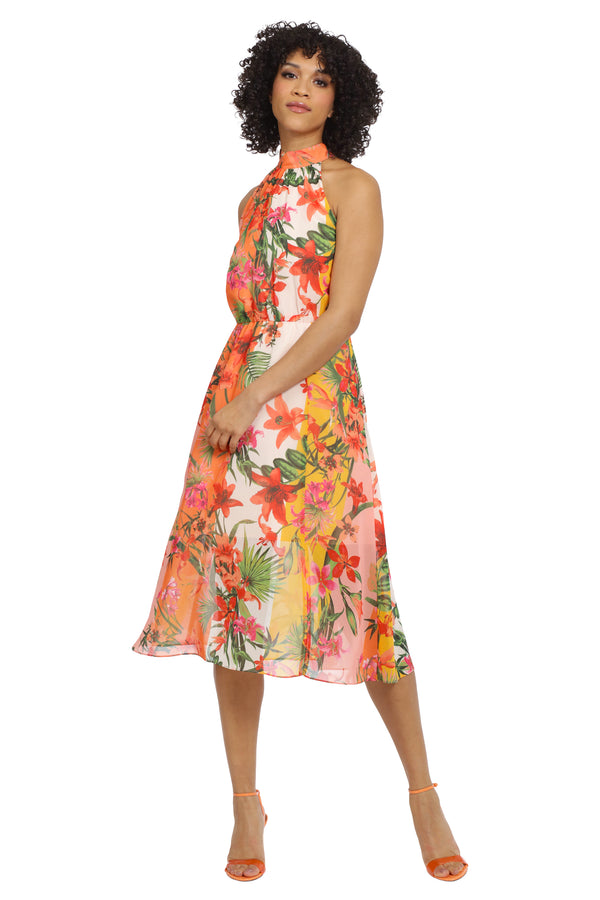 Donna Morgan SLEEVELESS PLEATED MIDI DRESS