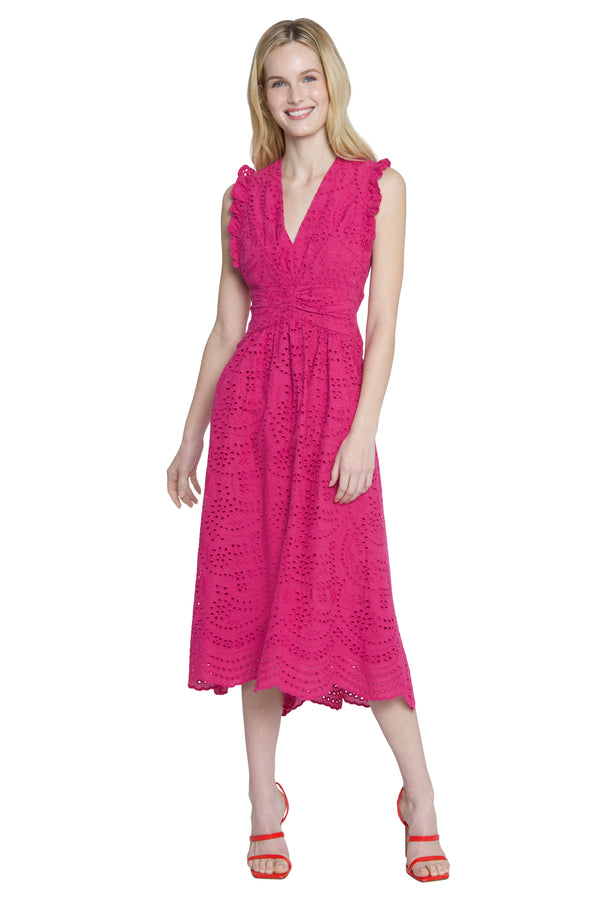 donna morgan SLEEVELESS RUFFLE ELEYLET MIDI