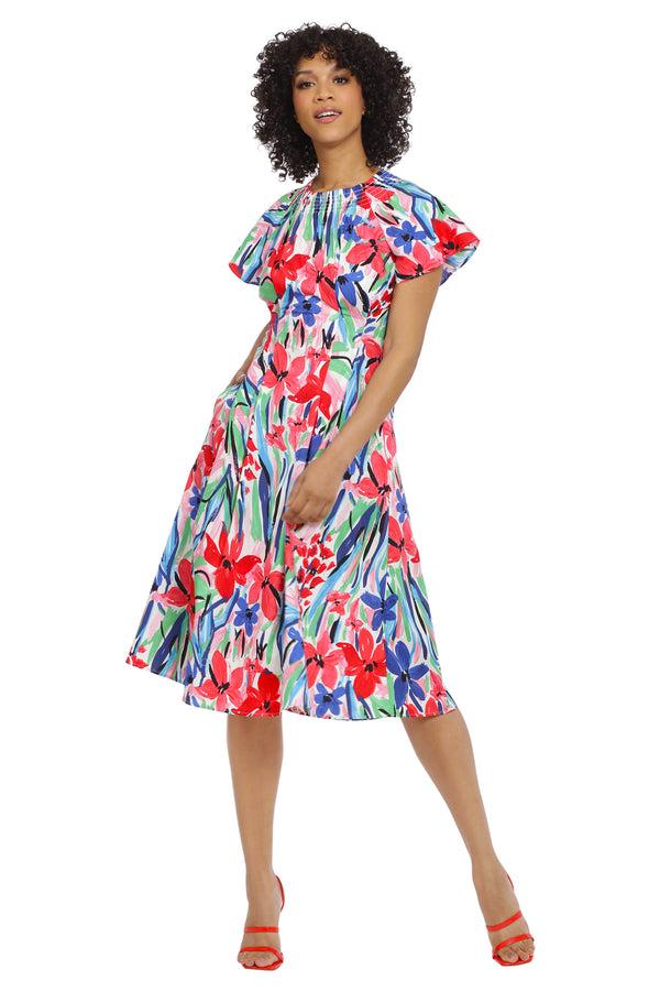 Donna Morgan SMOCKED NECK FIT & FLARE