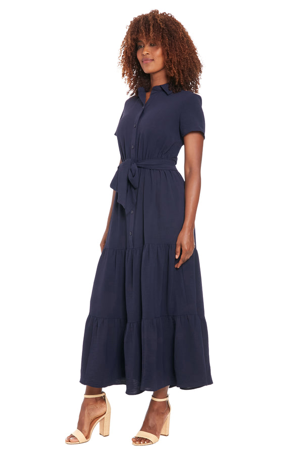 Donna Morgan Tierney Maxi Fit & Flare Shirtdress