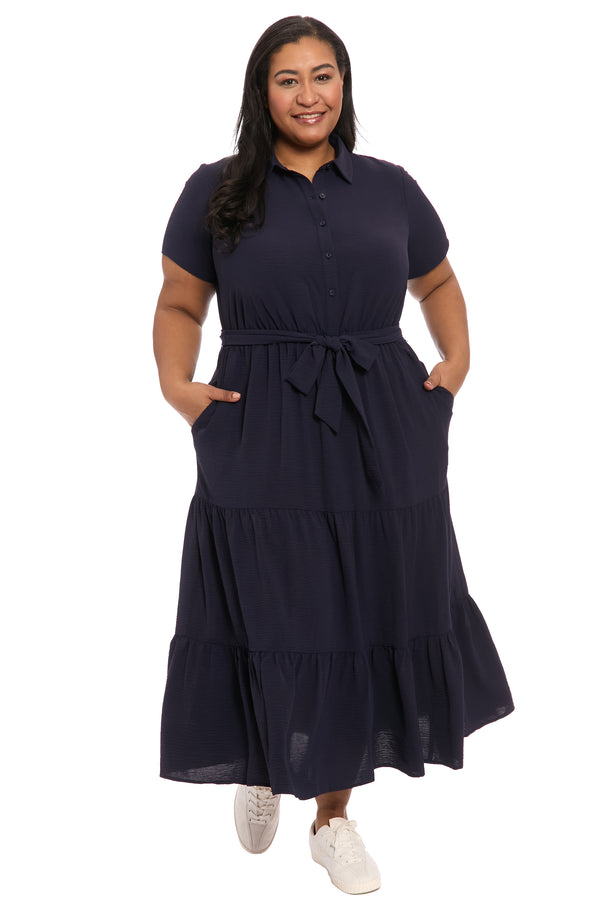 Donna Morgan Tierney Maxi Fit & Flare Shirtdress