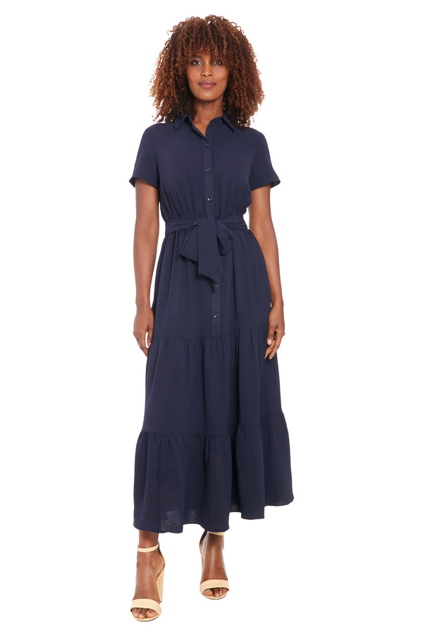 donna morgan Tierney Maxi Fit & Flare Shirtdress