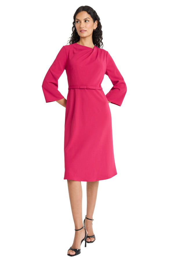 Donna Morgan TWIST NECK DRESS WITH FLARED SLEEVES