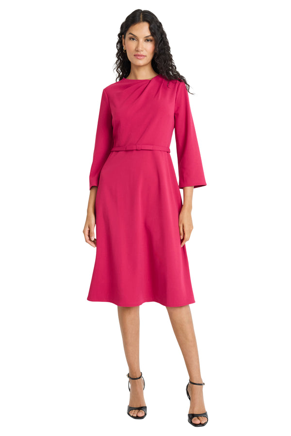 donna morgan TWIST NECK DRESS WITH FLARED SLEEVES