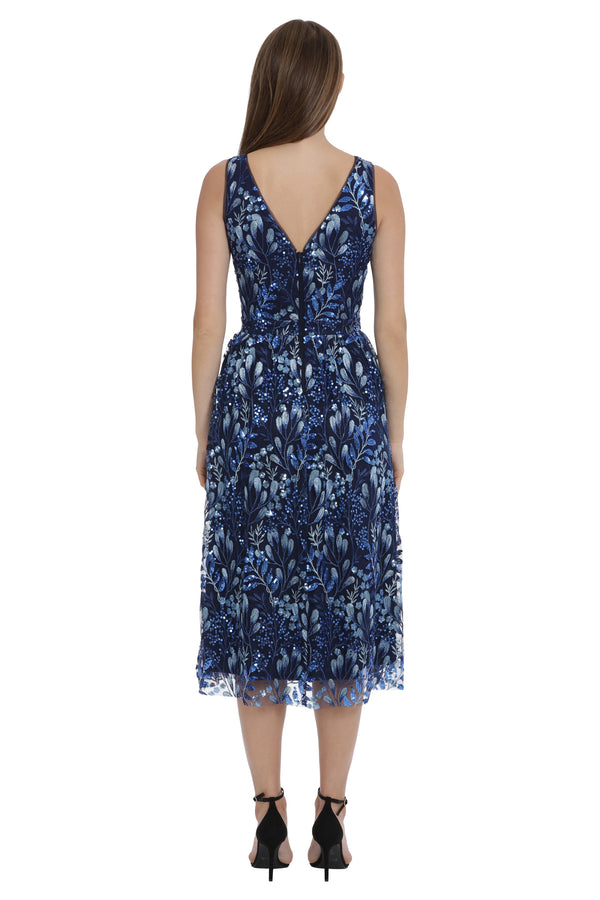 Donna Morgan V-NECK MIDI COCKTAIL DRESS