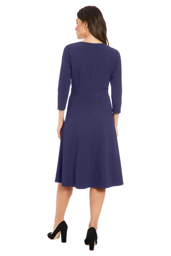 Donna Morgan V-Neck Topstitched Flare Dress