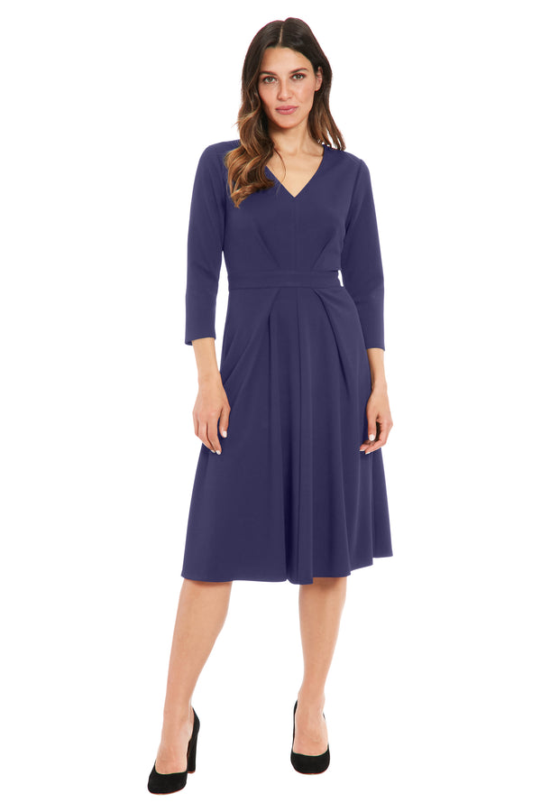 donna morgan V-Neck Topstitched Flare Dress