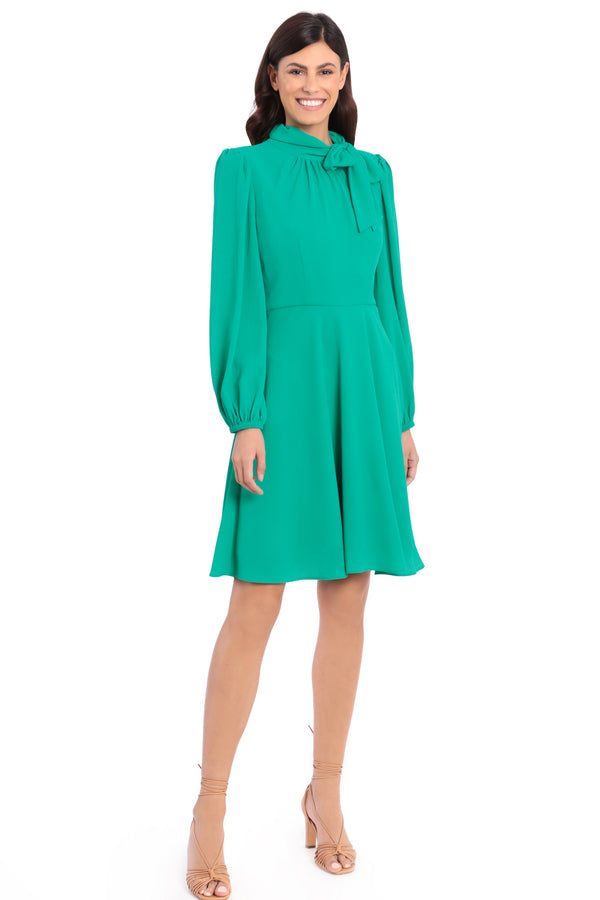 Donna Morgan WIDE NECK TIE FIT & FLARE MINI