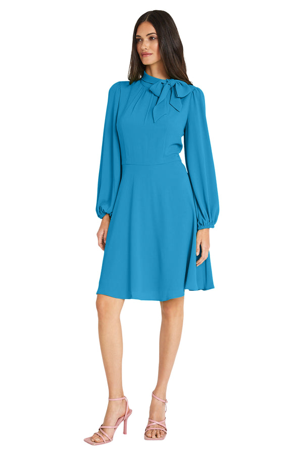 Donna Morgan WIDE NECK TIE FIT & FLARE MINI