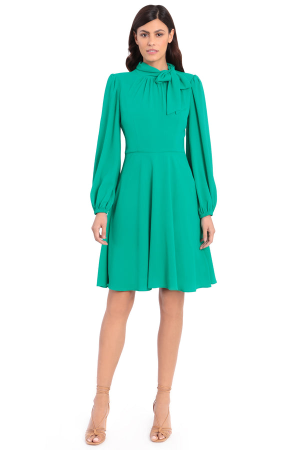 donna morgan WIDE NECK TIE FIT & FLARE MINI