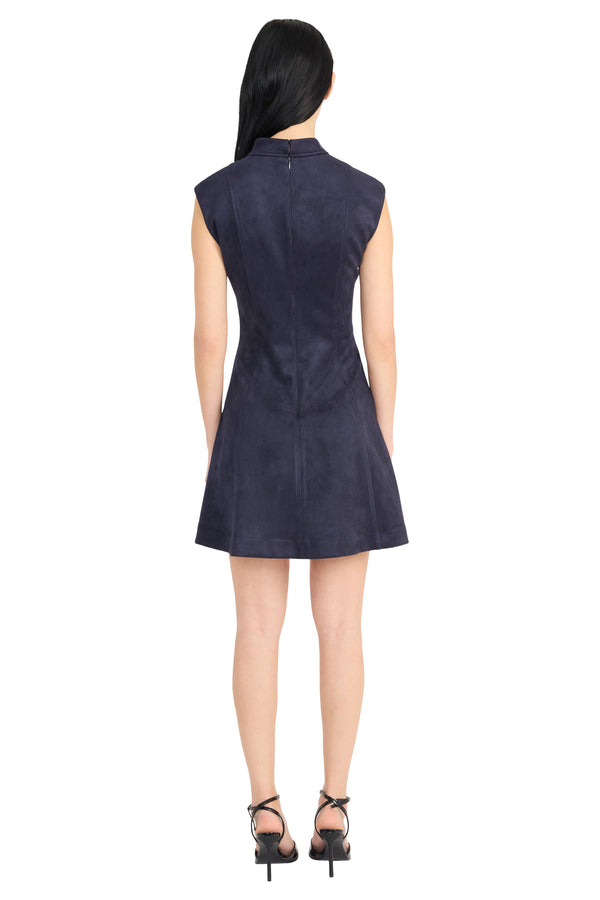 Donna Morgan FIT AND FLARE MINI DRESS WITH MOCK NECK AND EXTD SHOULDER