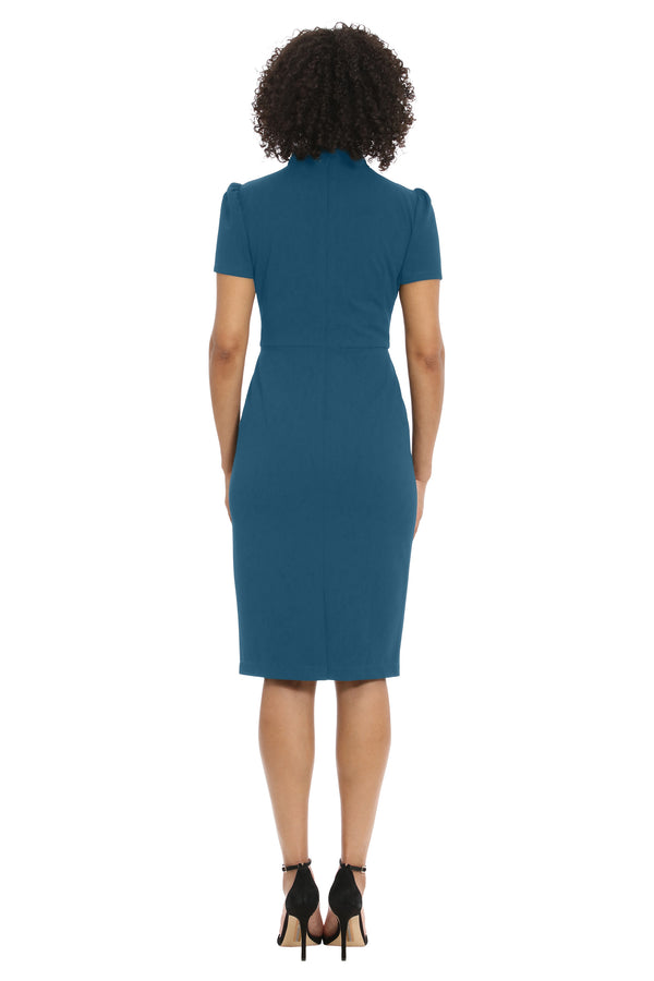 Donna Morgan FLIGHT ATTENDANT Scuba Crepe Tie Neck Sheath