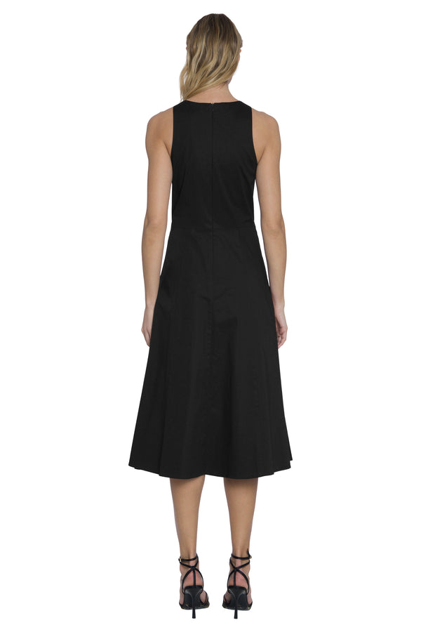 Donna Morgan JEWEL NECK DRESS WITH GATHERED POCKET SKIRT