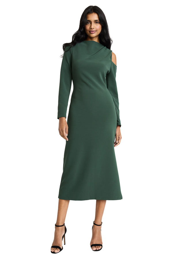 Donna Morgan LONG SLEEVE MAXI W/ ASYMMETRIC COLD SHOULDER