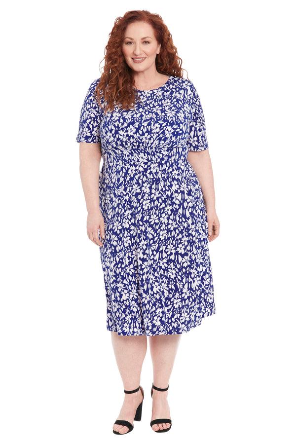 Donna Morgan Short Sleeve Inset Waist Midi INSET WAIST MIDI SHORT SLEEVE