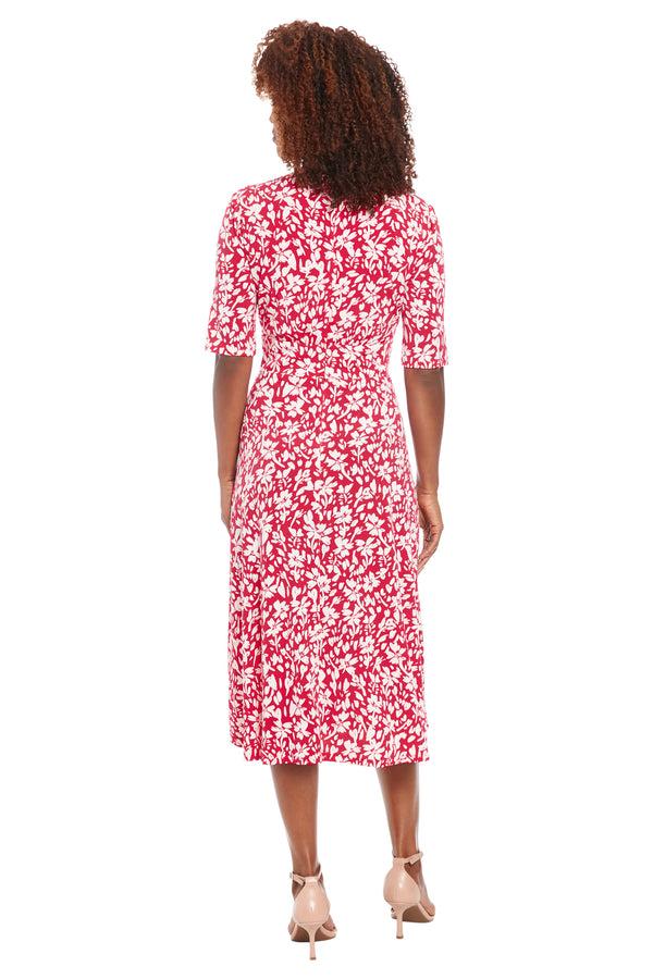 Donna Morgan Short Sleeve Inset Waist Midi INSET WAIST MIDI SHORT SLEEVE