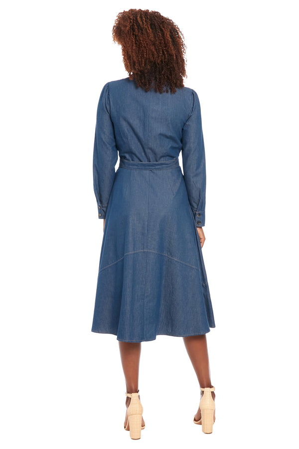 Donna Morgan Susan Below The Knee Long Sleeve Shirtdress
