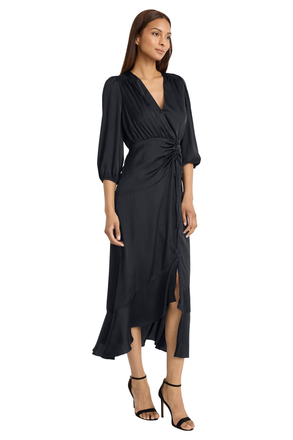 Donna Morgan WRAP DRESS WITH TIERED SKIRT AND DETAIL AT WAIST SEAM