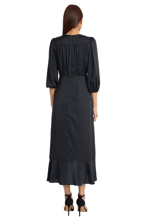 Donna Morgan WRAP DRESS WITH TIERED SKIRT AND DETAIL AT WAIST SEAM