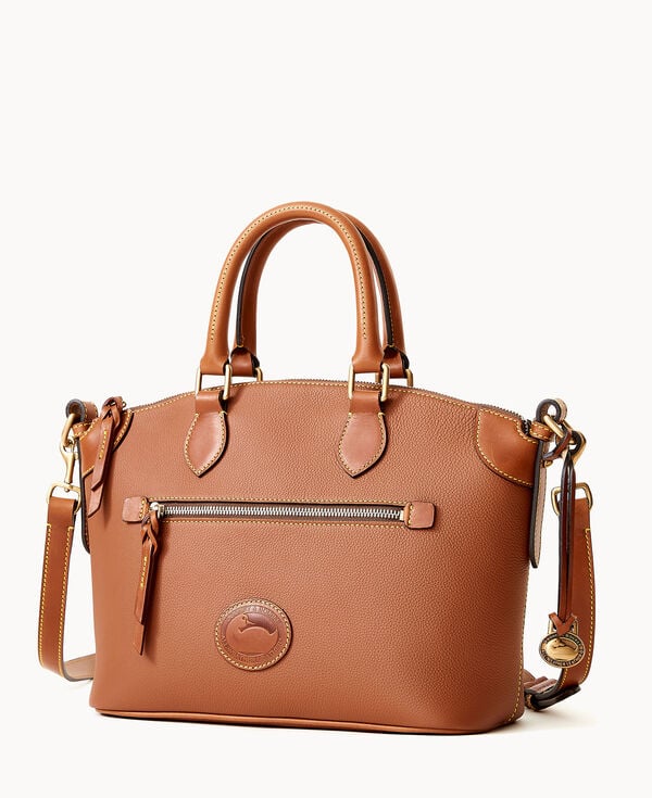 Dooney & Bourke All Weather Leather 3.0 Domed Satchel 30 Caramel