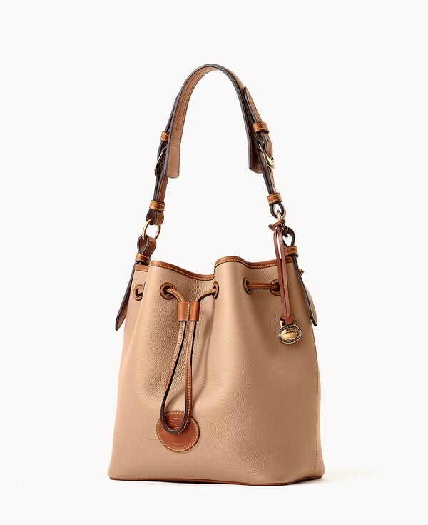 Dooney & Bourke All Weather Leather 3.0 Drawstring 25 Taupe