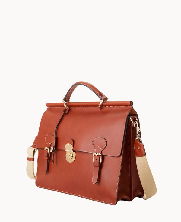 Dooney & Bourke Alto Double Gusset Buckle Briefcase Saddle