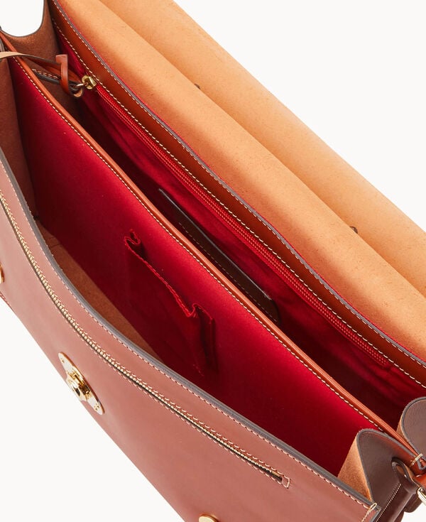 Dooney & Bourke Alto Double Gusset Buckle Briefcase Saddle