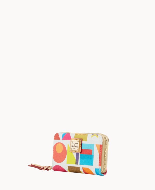 Dooney & Bourke Art Deco Large Zip Around Credit Card Case White