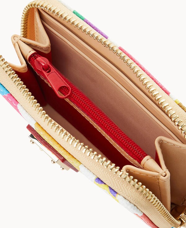 Dooney & Bourke Art Deco Large Zip Around Credit Card Case White