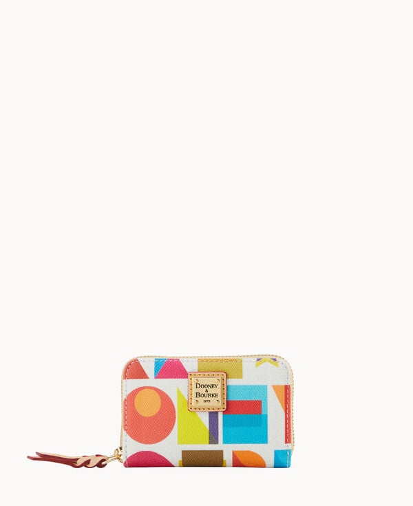 dooney & bourke Art Deco Large Zip Around Credit Card Case White