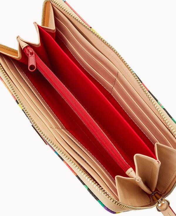 Dooney & Bourke Art Deco Large Zip Around Wristlet Black