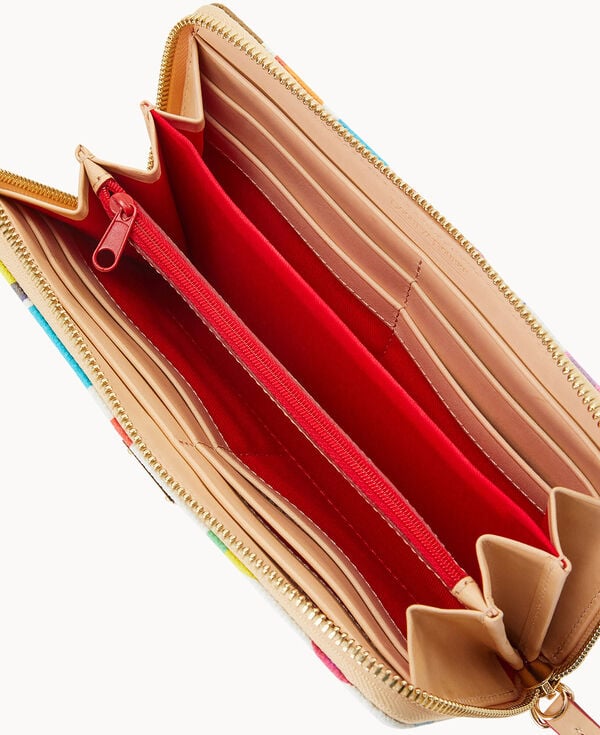 Dooney & Bourke Art Deco Large Zip Around Wristlet White