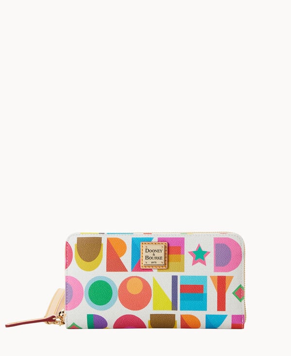 dooney & bourke Art Deco Large Zip Around Wristlet White