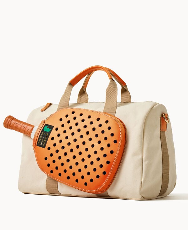 Dooney & Bourke Canvas Pickleball Duffle 40 Natural Tangerine